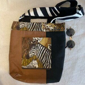 ECO-FRIENDLY SHOULDER BAG ZEBRA MOTIF ANIMAL NWT
